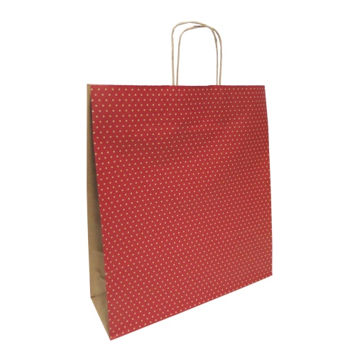 Paper bag with twisted handle, 313 dots, red, 36x12x4cm