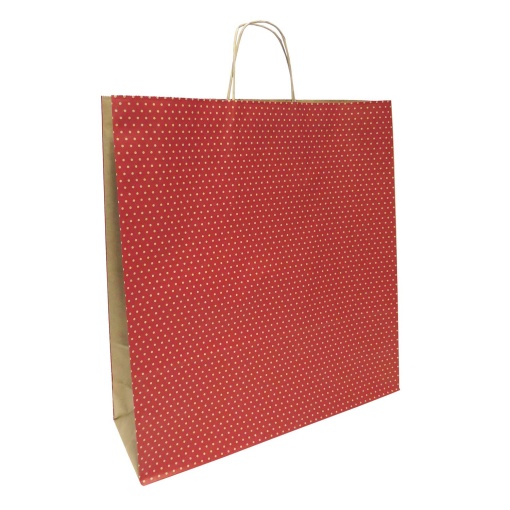 Paper bag with twisted handle, 313 dots, red, 45x15x49cm