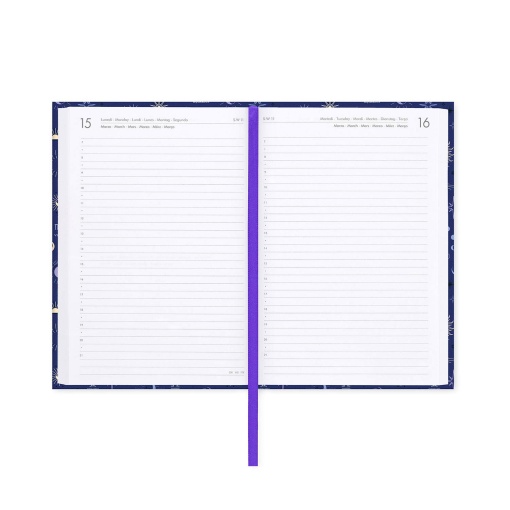 Daily school planner, 120x180mm, 2026/27, 16 months, LEGAMI Celestial, with elastic closure.