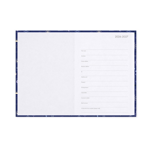 Daily school planner, 120x180mm, 2026/27, 16 months, LEGAMI Celestial, with elastic closure.