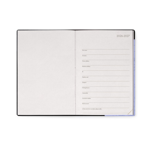 Daily school planner 120x180mm 2026/27 16 months LEGAMI Cosmic Lilac with elastic band