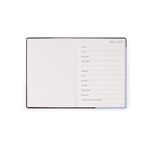 Weekly school planner A6 2026/27 16 months LEGAMI Cosmic Lilac with elastic band