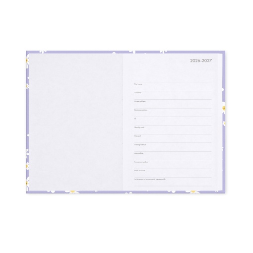 Daily school planner 120x180mm 2026/27 16 months LEGAMI Daisy with elastic band