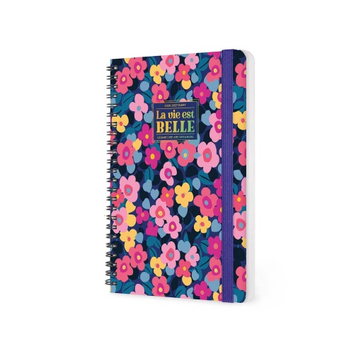 A5 weekly school planner for 2026/27, 16 months, spiral bound, LEGAMI Flowers with elastic closure.