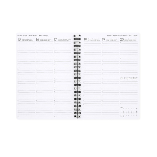 A5 weekly school planner for 2026/27, 16 months, spiral bound, LEGAMI Flowers with elastic closure.