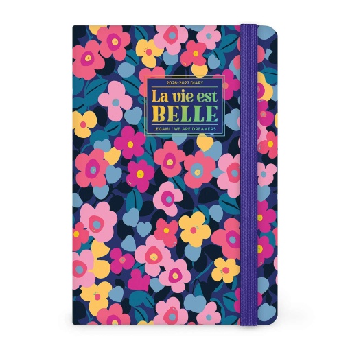 Weekly school planner 120x180mm 2026/27 16 months LEGAMI Flowers with elastic closure