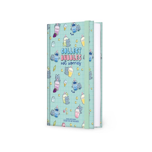 Daily school planner 120x180mm 2026/27 16 months LEGAMI Kitty Bubble Tea with elastic band