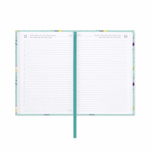 Daily school planner 120x180mm 2026/27 16 months LEGAMI Kitty Bubble Tea with elastic band