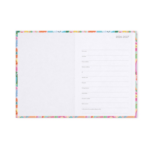 Daily school planner 120x180mm 2026/27 16 months LEGAMI Mushrooms with elastic closure