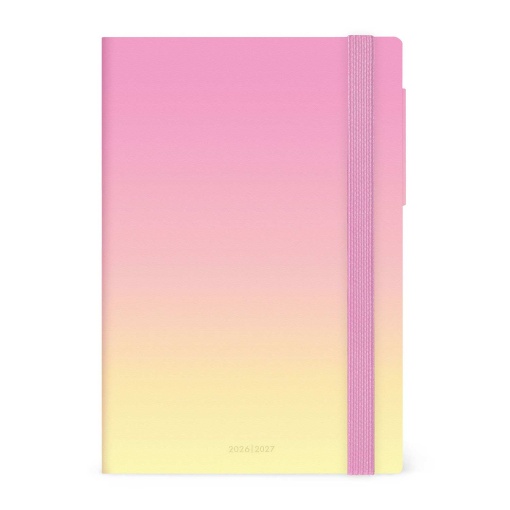 Agenda escolar diária 120x180mm 2026/27 16 meses LEGAMI Sunrise Lover com elástico