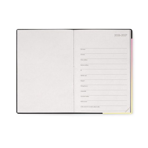 Agenda escolar diária 120x180mm 2026/27 16 meses LEGAMI Sunrise Lover com elástico