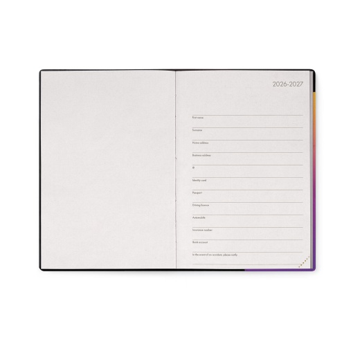 Agenda escolar diária 120x180mm 2026/27 16 meses LEGAMI Sunset Vibes com elástico