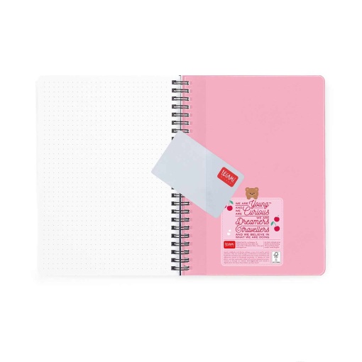 Agenda escolar semanal A5 2026/27 16 meses espiral LEGAMI Teddy Bear Cherry Pink com elástico