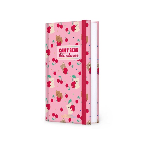 Agenda escolar diária 120x180mm 2026/27 16 meses LEGAMI Teddy Bear Cherry Pink com elástico