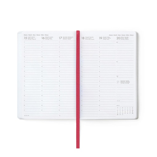 Agenda escolar semanal 120x180mm 2026/27 16 meses LEGAMI Teddy Bear Cherry Pink com elástico