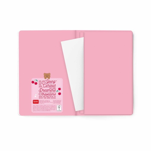 Agenda escolar semanal 120x180mm 2026/27 16 meses LEGAMI Teddy Bear Cherry Pink com elástico