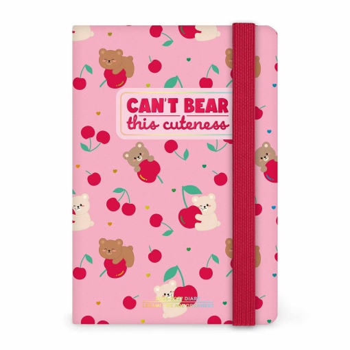 Agenda escolar semanal A6 2026/27 16 meses LEGAMI Teddy Bear Cherry Pink com elástico