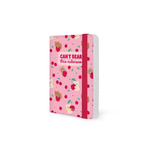 Agenda escolar semanal A6 2026/27 16 meses LEGAMI Teddy Bear Cherry Pink com elástico