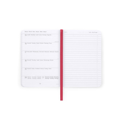 Agenda escolar semanal A6 2026/27 16 meses LEGAMI Teddy Bear Cherry Pink com elástico