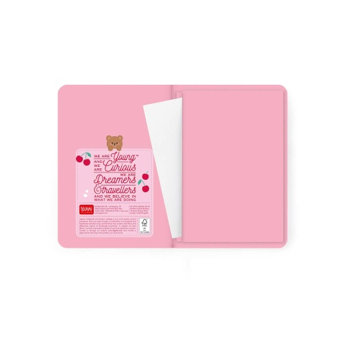 Agenda escolar semanal A6 2026/27 16 meses LEGAMI Teddy Bear Cherry Pink com elástico