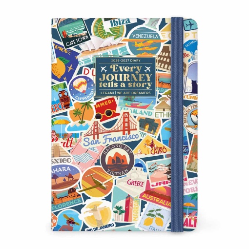 Agenda escolar semanal 120x180 mm 2026/27 16 meses LEGAMI Travel Stickers com