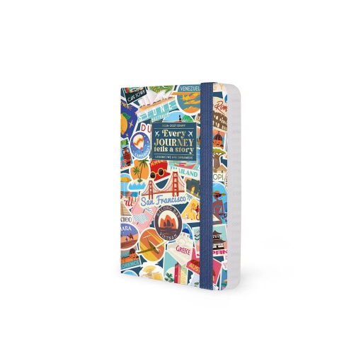 Agenda escolar semanal A6 2026/27 16 meses LEGAMI Travel Stickers com elástico