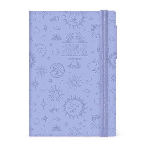 Agenda escolar semanal 120x180 mm 2026/27 16 meses LEGAMI Cosmic Lilac com elástico