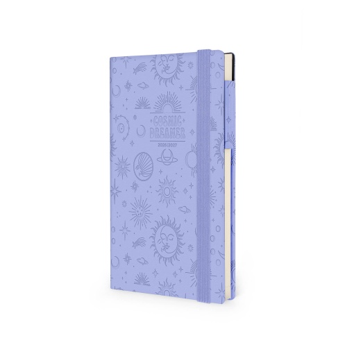 Agenda escolar semanal 120x180 mm 2026/27 16 meses LEGAMI Cosmic Lilac com elástico