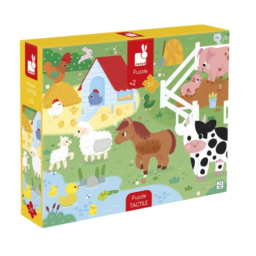 Puzzle com texturas JANOD Tactile 20 peças Animais da quinta