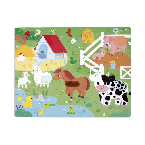 Puzzle com texturas JANOD Tactile 20 peças Animais da quinta