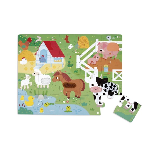 Puzzle com texturas JANOD Tactile 20 peças Animais da quinta