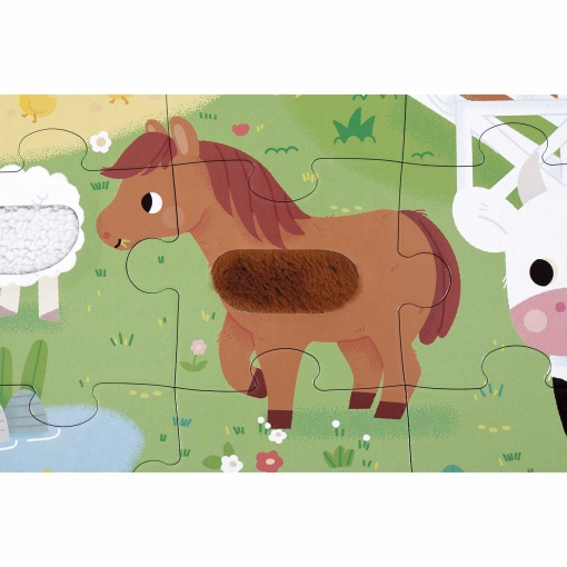 Puzzle com texturas JANOD Tactile 20 peças Animais da quinta