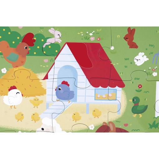 Puzzle com texturas JANOD Tactile 20 peças Animais da quinta