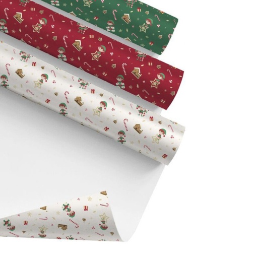 D'CASA Elfo Christmas Wrapping Paper 70x500cm Assorted