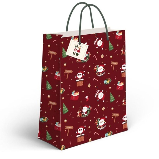 Saco de papel asa cordão D'CASA natal HoHoHo Pai Natal 45x13x60cm sortido 2185949