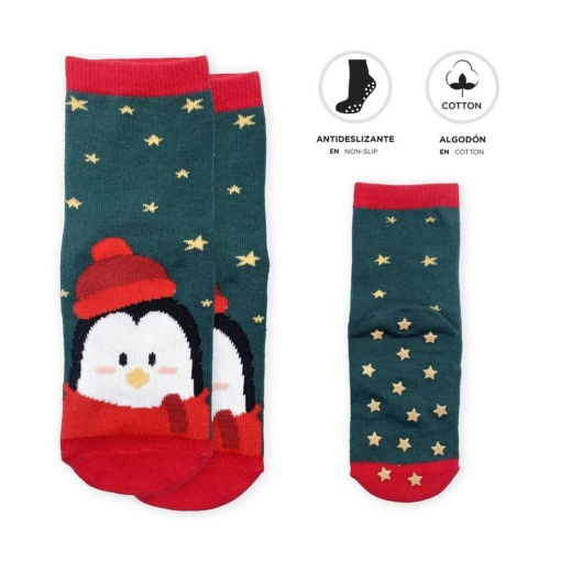 Meias antiderrapantes D'CASA HoHoHo pinguim
