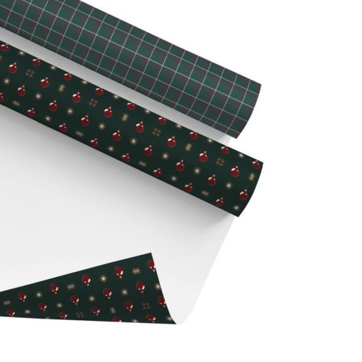 D'CASA Classic Xmas Christmas Wrapping Paper 100x300cm Assorted Green 3041503