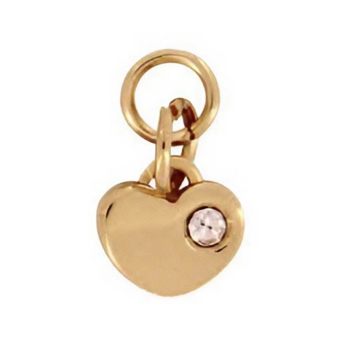 Puxador para cursor coração com brilhante dourado 15mm COSE