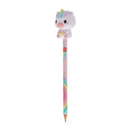 LEGAMI Squeezies Unicorn "Believe in Magic" HB #2 graphite pencils with squishy topping.