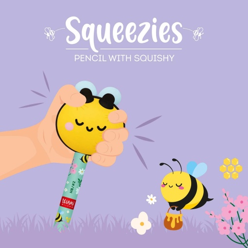 LEGAMI Squeezies Bee "Bee Different" HB #2 graphite pencils with squishy topping.
