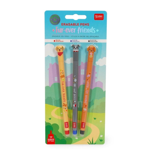 LEGAMI Fur Ever Friends erasable gel ballpoint pen (3 units)