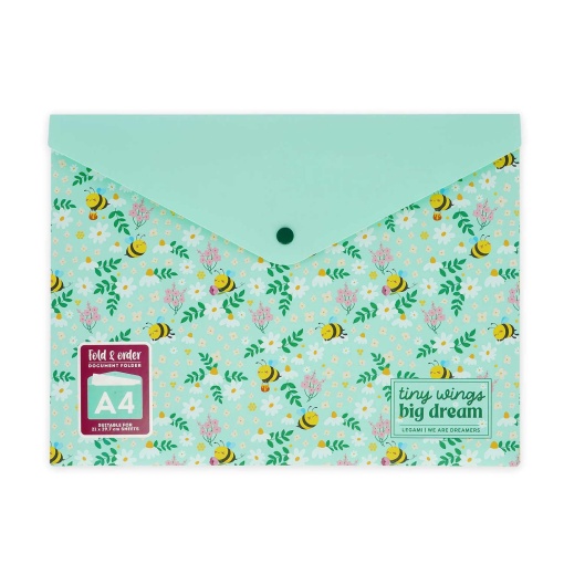 Bolsa para documentos fecho botão A4 tipo envelope LEGAMI Fold & Order Bee "Tiny Wings Big Dream"