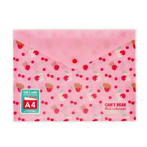 Bolsa para documentos fecho botão A4 tipo envelope LEGAMI Fold & Order Teddy Bear Cherry "Can't Bear This Cuteness"