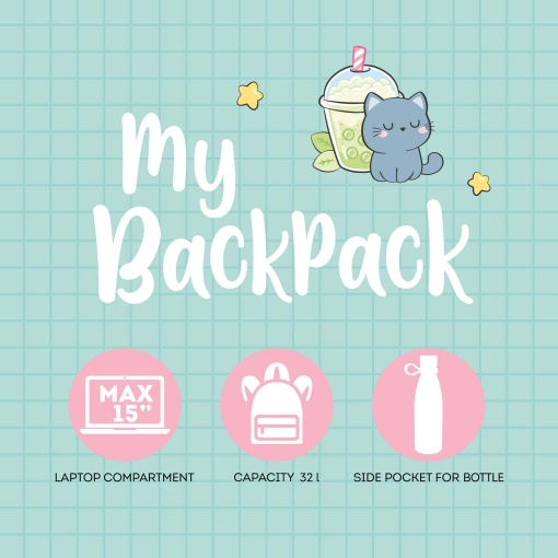 LEGAMI My Backpack Kitty Bubble Tea 30x40x18cm