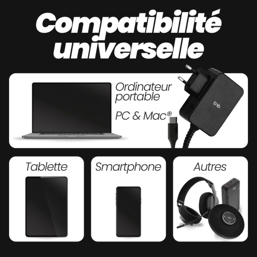 TNB 65W Universal USB-C Charger for Smartphones/Laptops