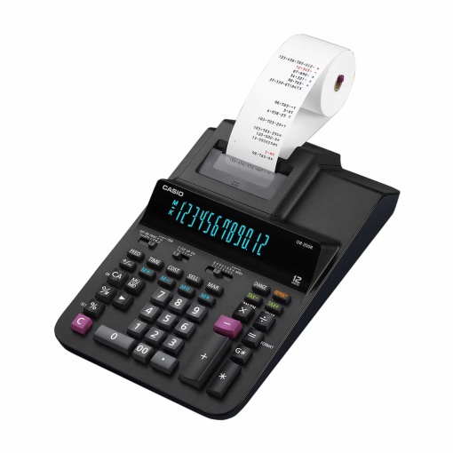 Calculadora de secretária com rolo CASIO DR 200-R-BK 2 cores velocidade 4,4 linhas