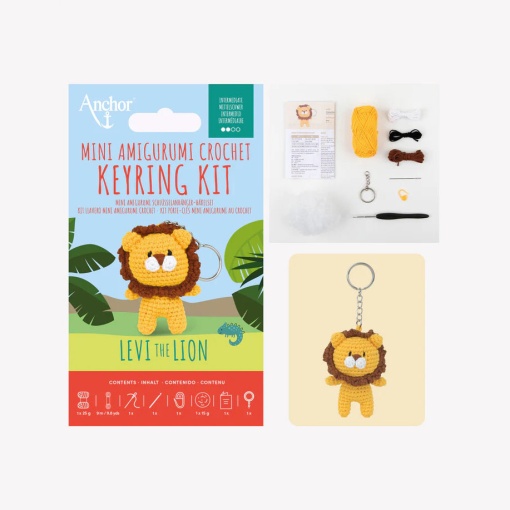 ANCHOR Amigurumi Crochet Kit - Levi the Lion Keychain