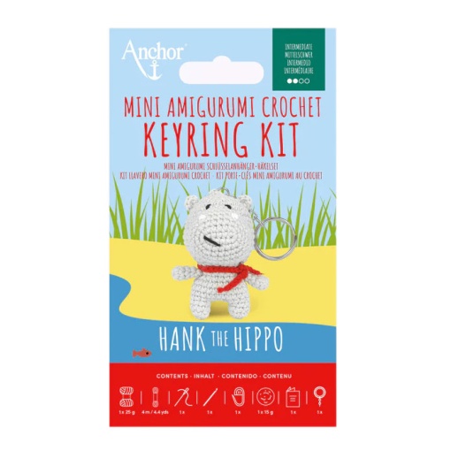 ANCHOR Amigurumi Crochet Kit - Hank the Hippo Keychain