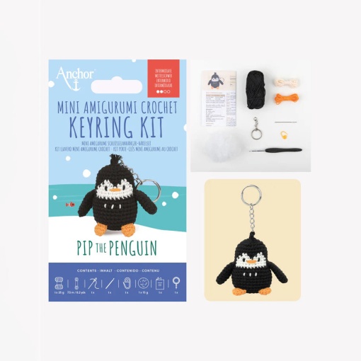 ANCHOR Amigurumi Crochet Kit - Pip the Penguin Keychain