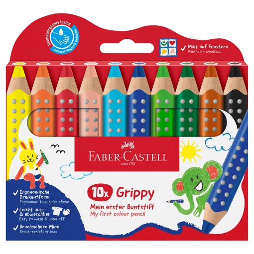 Lápis de cor FABER-CASTELL Grippy caixa com 10 cores